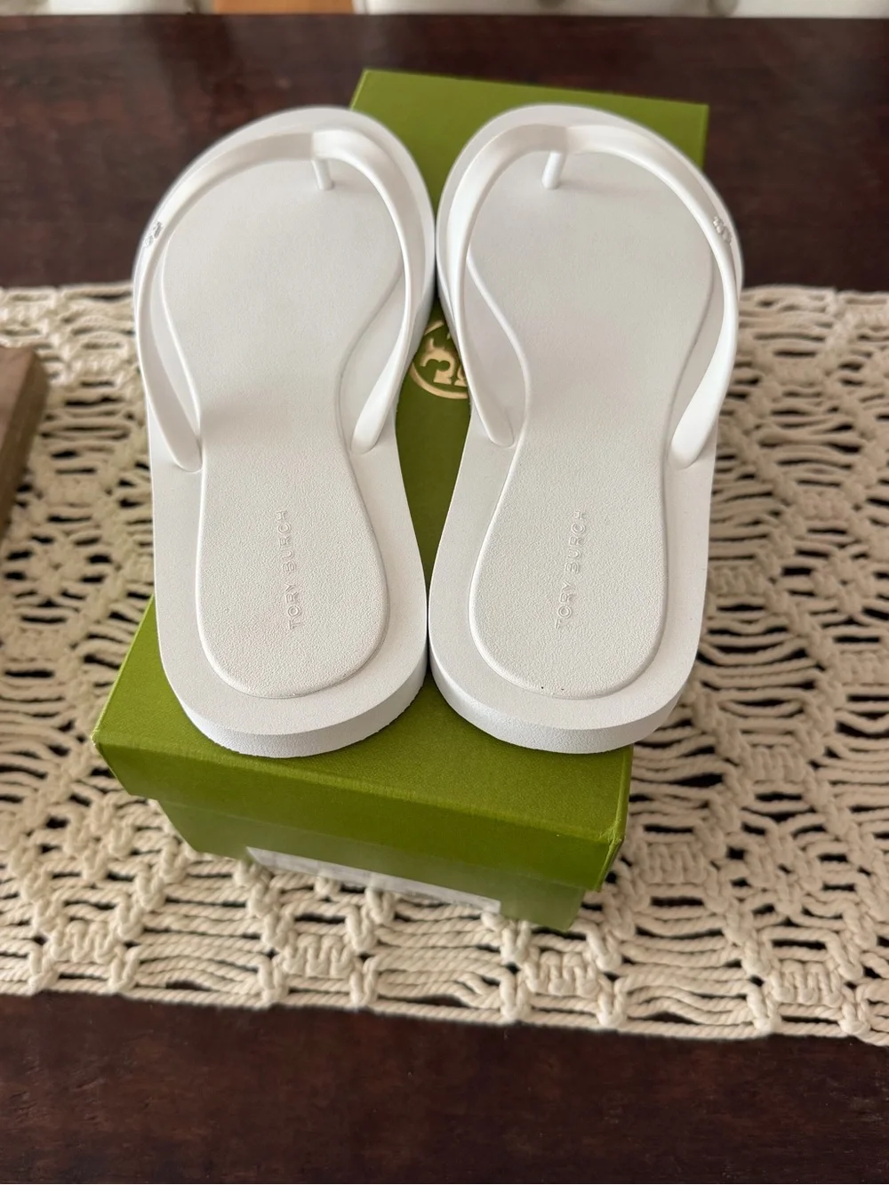 Tory Burch Kira Padded Flip Flips In Optic White - Size 9 - New In Box